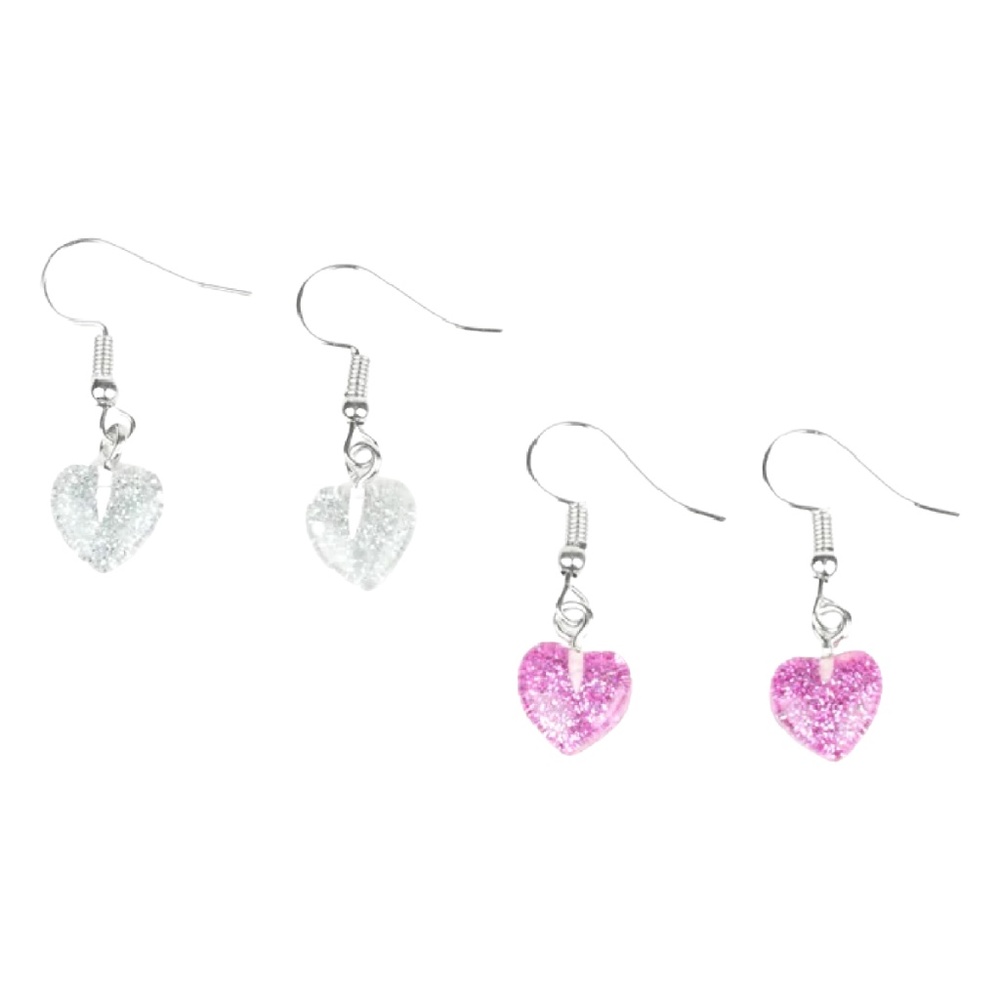 🖤 Puffy Sparkle Heart Fashion Dangle Earrings NEW